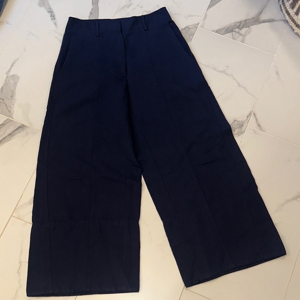 Boutique Designer Navy Linen Pants - 6